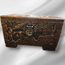 Antique 19th/20th Century Camphorwood Chinese Carved Wooden Box