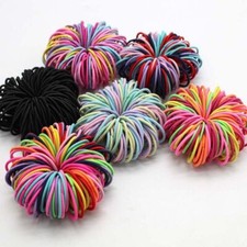 50 Mini Small Thin Elastics Hair Bands  Bobbles  Black Brown Kids Hair Tie