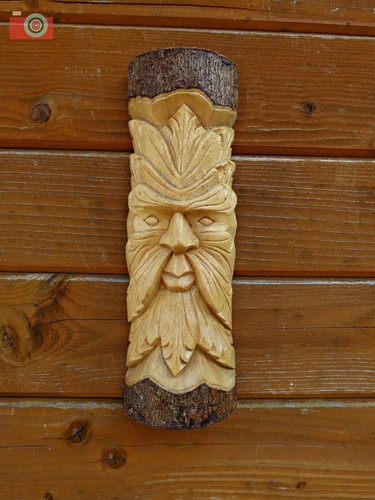 Green man wall plaque all - green,