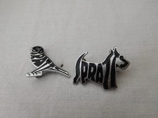 Vintage Enamel Spratts Pet Food Enamel Badges Bird Food & Dog Food x 2