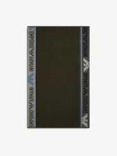 Military Green Beach Towel With Emporio Armani Logo Stripes