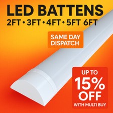 LED Batten Light Ceiling Tube Fluorescent 6500K Daylight 5FT 6FT Batten Profile
