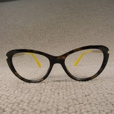 Prada Glasses Frames VPR 08R Black Yellow Cat Full Frame Eyewear Spectacles