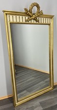 Vintage French Gilt Wall Mirror Ornate Laurel Wreath Crest Wall Decor LOT 4383