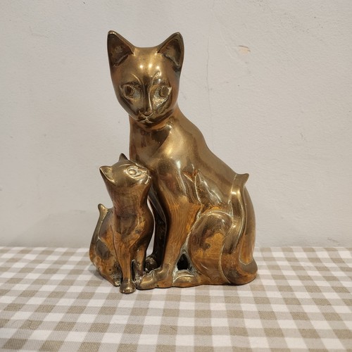Vintage large heavy brass - large, cat