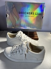 Womens White Skechers Street Los Angeles Trainers Shoe Size Uk 7 Us 10 Eu 40