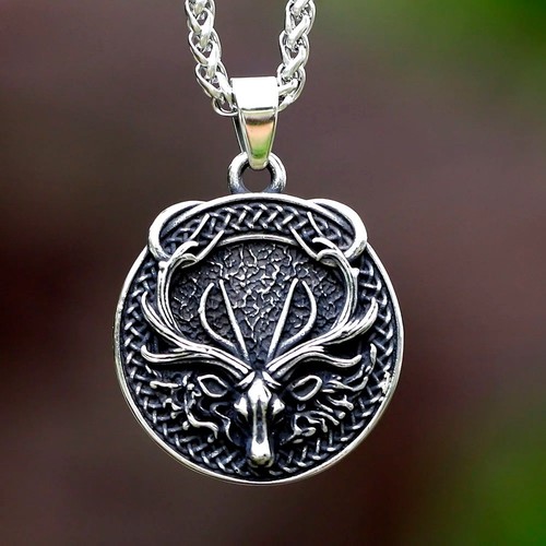 Celtic stag necklace - celtic, –
