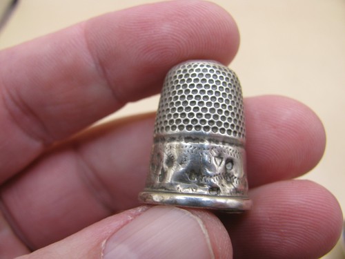 Antique white metal - antique, thimble