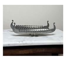 Vintage Pewter Viking Ship 2Pc