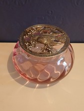 Silver Scenes Vintage Cranberry Glass Potpourri Bowl with Lid Beautiful