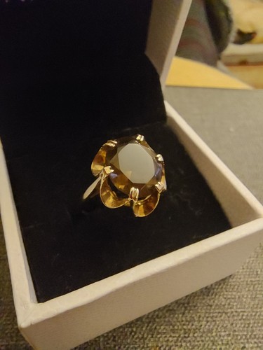 Smokey quartz gold 9ct ring - quartz,