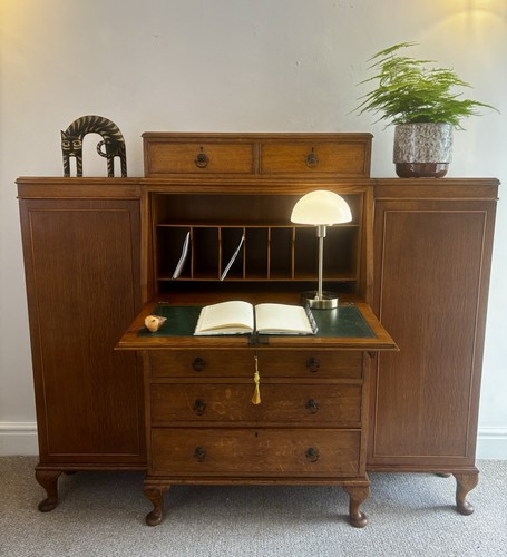 Antique oak bureau - oak, desk
