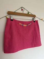 Hot Pink Mini Skirt with Pastel Rainbow Chain Detail - Rave / Festival wear