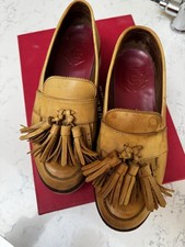 Grenson CLARA Ladies Tan Leather Fringe & Tassel Platform Loafers. EU 37 UK 4