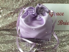 LILAC DUCHESS SATIN DOLLY BAG  MAID. WEDDING PROM FLOWERGIRL*UK MADE/SELLER*