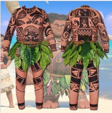 Tattoo Cosplay Costume Purim Parade Role Play Halloween Adult Men Moana Maui