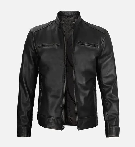 Men black genuine lambskin - black,