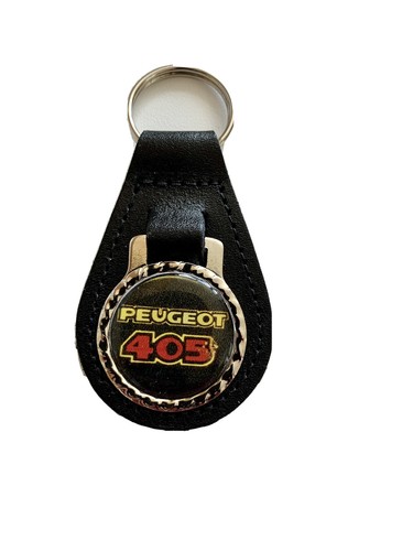 Black leather keyring fob - leather,