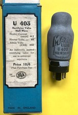 Mazda U403 half wave rectifier with metallisation.  Used.  Tests good.