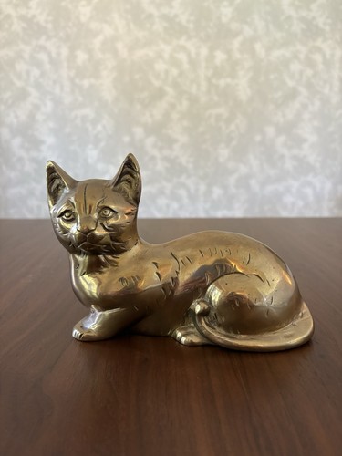 Vintage solid brass cat - vintage,