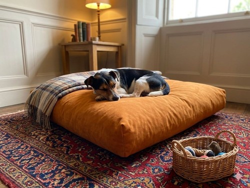Large luxury velour dog bed - luxury,
