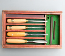 Vintage Ashley Iles England Set Gouge Carving Chisels Stone Box