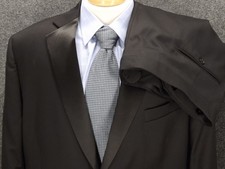 Stafford Tuxedo Suit 48S Pants 42x29 Black 100% Wool 2 Piece Formal Classic Fit