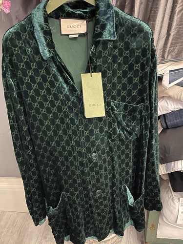 Gucci green velvet logo - green,