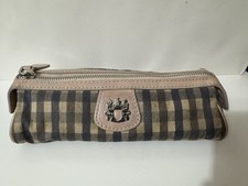 Aquascutum logo plate pouch accessory case mini check beige bag