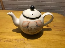 Arthur Wood Pig TEA POT Back To Front Design Vintage quirky pig farm animal