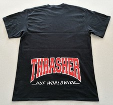 HUF x THRASHER MAGAZINE TEE - L - BLACK - S/S T-SHIRT - SKATEBOARDING