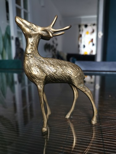 Vintage brass stag spotted - vintage,