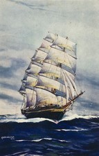 Vintage postcard sailing ship - sailing,