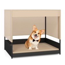COSTWAY Wicker Dog House