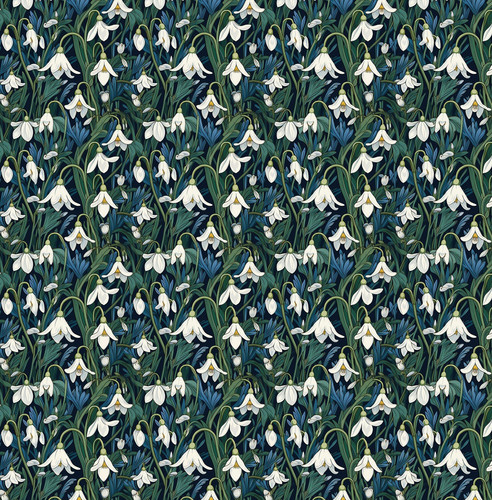 Snowdrops 100 cotton fabric - 100%,