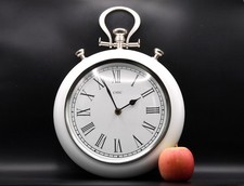 Giant Pocket Watch Wall Clock - Refurbished Large Metal Quartz Battery Late 80's