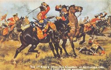 POSTCARD -  TUCKS - HARRY PAYNE - 1ST KINGS DRAGOON GUARDS AT DETTINGEN 1743