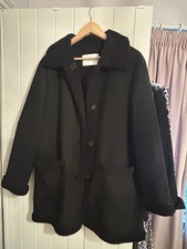 Zara Black Faux Sheepskin Coat L