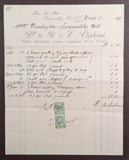 1917 R. & E. Oliphant Timber Merchants Langwathby Cumberland Invoice