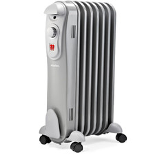 Schallen 1500W 7 Fin Portable Electric Slim Oil Filled Radiator Heater- GREY