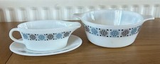 Vintage Retro Jaj Pyrex Chelsea Gravy Boat Drip Tray Plate & Mixing Bowl Set