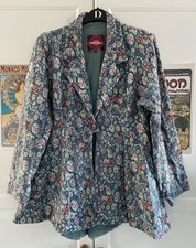 Nomads blue Pink red cotton Flowery Lined  fitted jacket Coat L 14 16