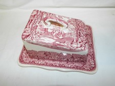 Vintage Mason's Ironstone Red Vista pattern Cheese Dish & Cover