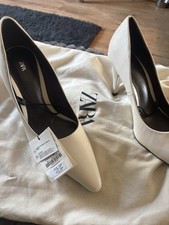 Zara Cream Leather Heels Size