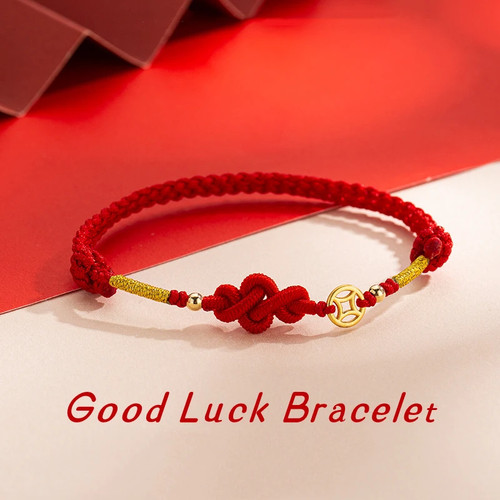 Lucky knot red string - red, bracelet