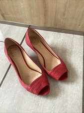 CLARKS LADIES RED LEATHER PEEP