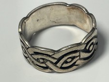 Vintage sterling silver '925' Celtic knot ring 5.12g band size R forever love x