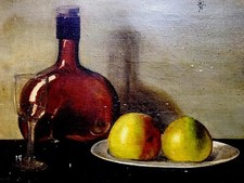 Sir Alfred Munnings: early oil on canvas, still life, signed verso.  c.1900.