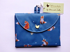 Wrendale Foldable Shopping Bag "Foxes" on Navy Blue