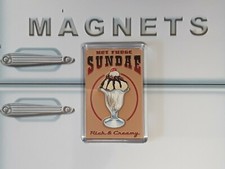 Ice Cream Sundae Fridge Magnet. Retro American Diner Sign Art